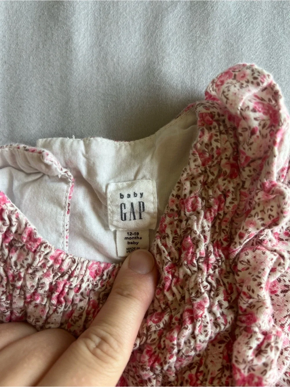 GAP Pink Floral Smocked Long-Sleeve Dress Top
